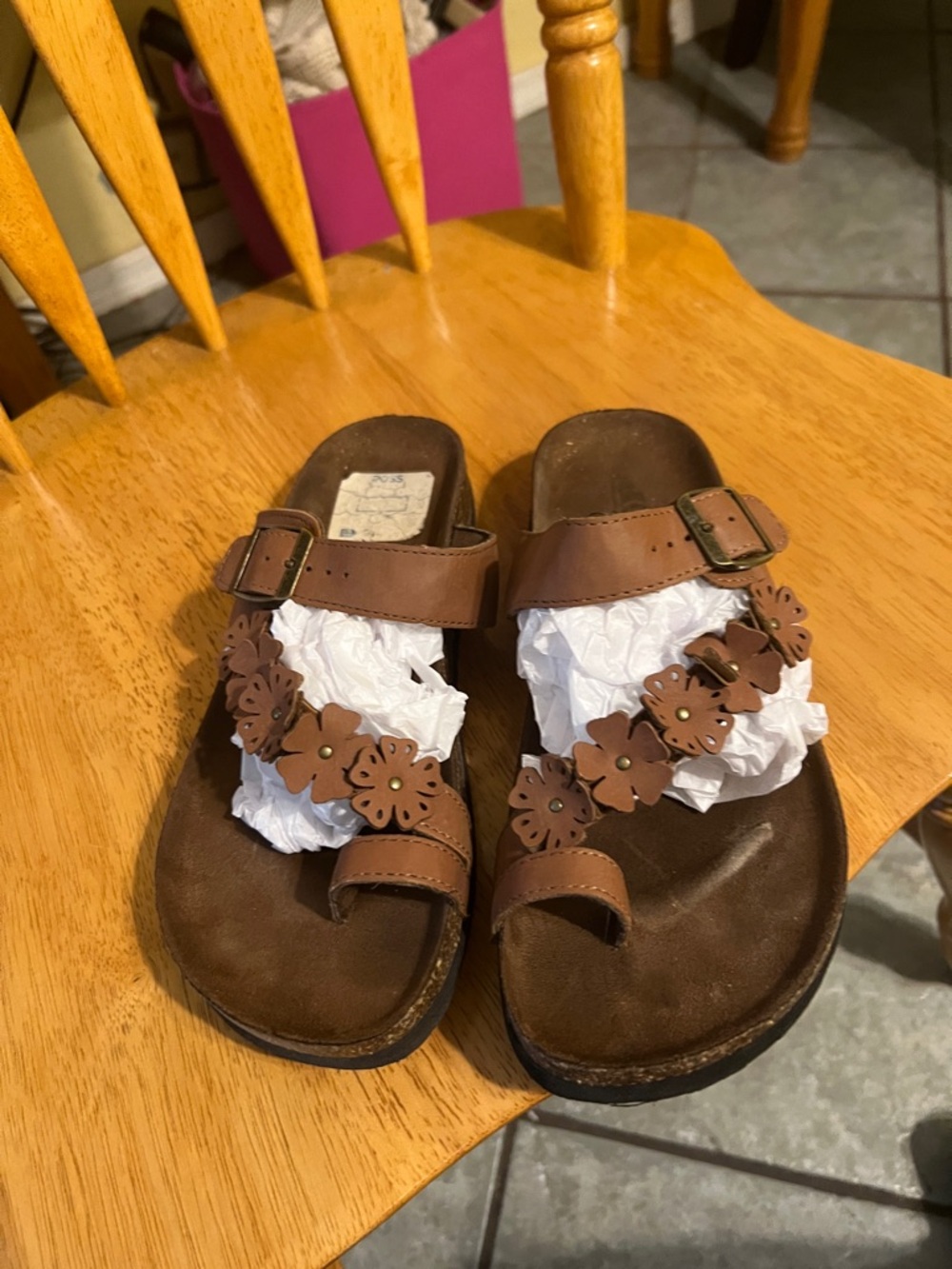 Cliffs by WHITE MOUNTAIN Brown Floral Buckle Slide Sandals